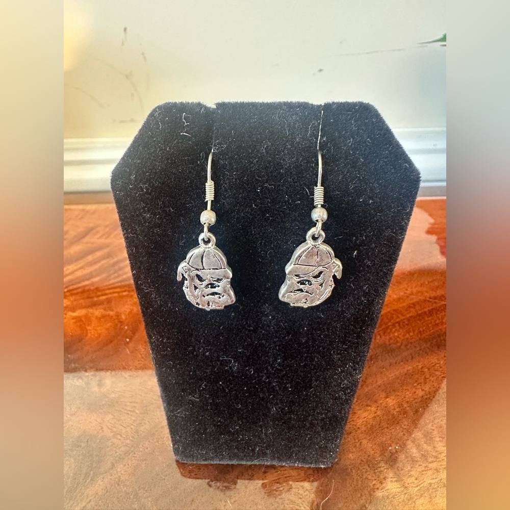 University of Georgia Women's Silver Tone Bulldog Earrings NWOT